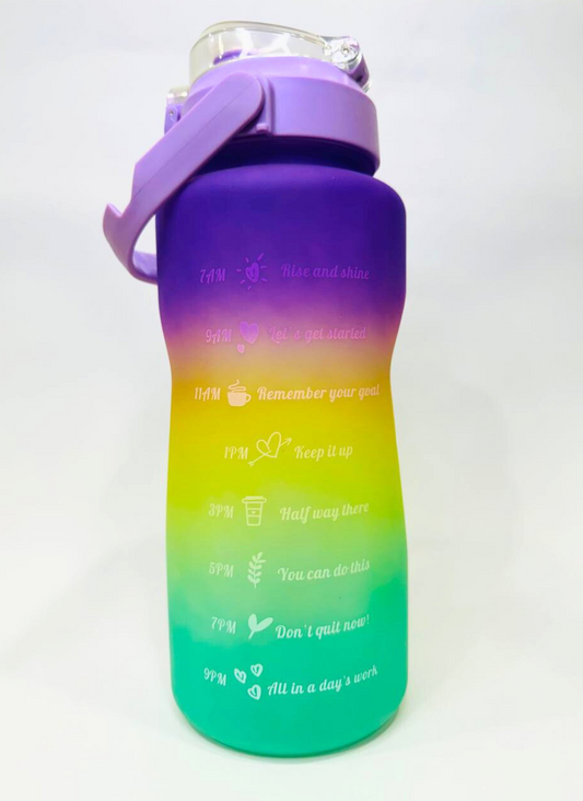Bubble Purple Motivational 2L Water Bottle (3 in 1 Bottle)